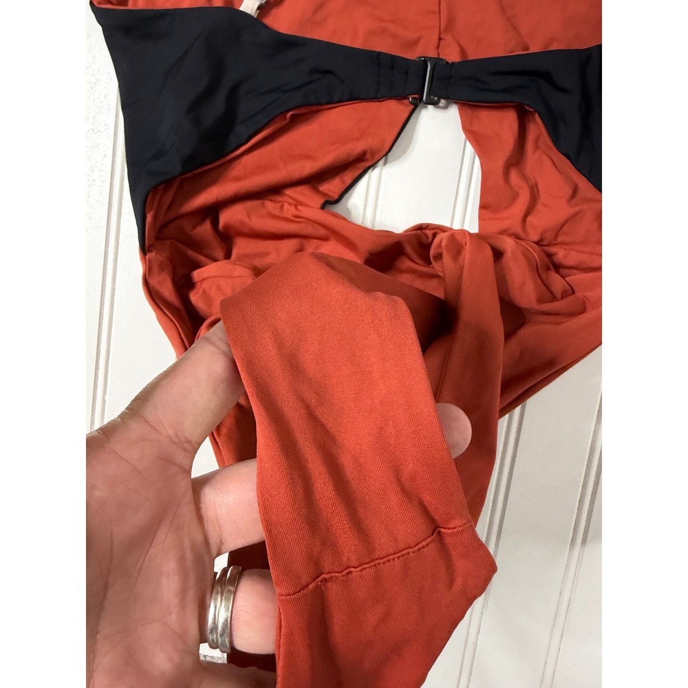 Tavik Anthropologie Black Orange Colorblock Cutout High Neck Swimsuit 233 - Picture 9 of 9